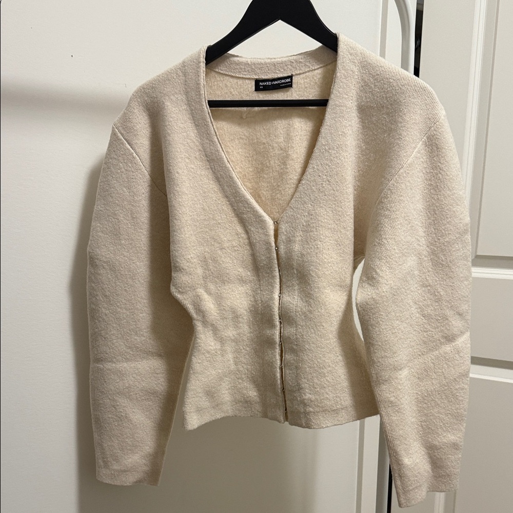 Naked wardrobe KNIT V-NECK RHINESTONE CARDIGAN